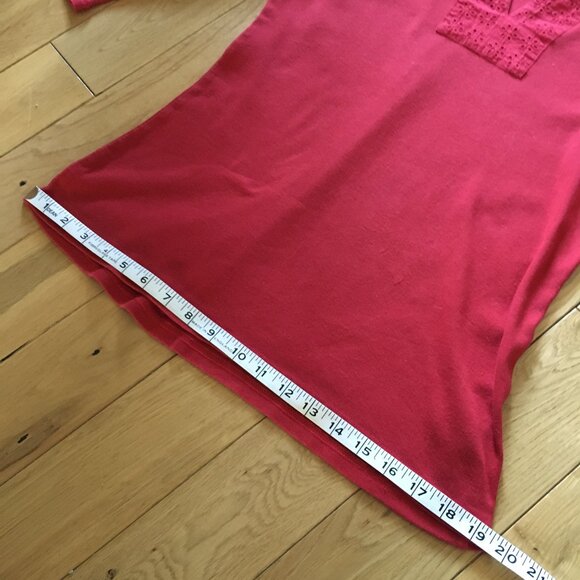 Ralph Lauren Red Eyelet Cotton Tunic Neck Shirt - Picture 13 of 16